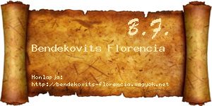 Bendekovits Florencia névjegykártya